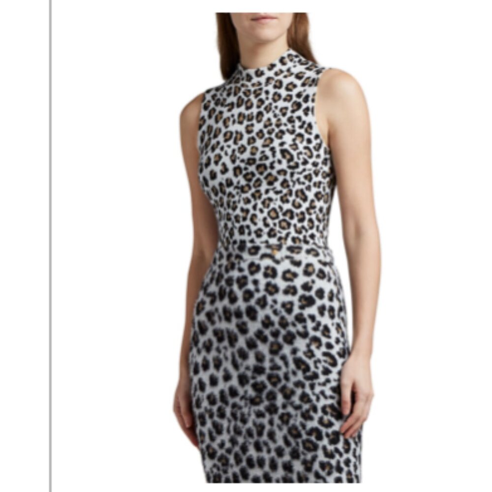 Versace Leopard-Print Knit Mock-Neck Top Color: Leopard  Size: 46 IT (10 US)